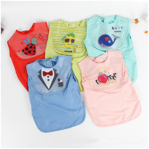 Washable Baby Bibs with Waterproof Lovely Design Pocket